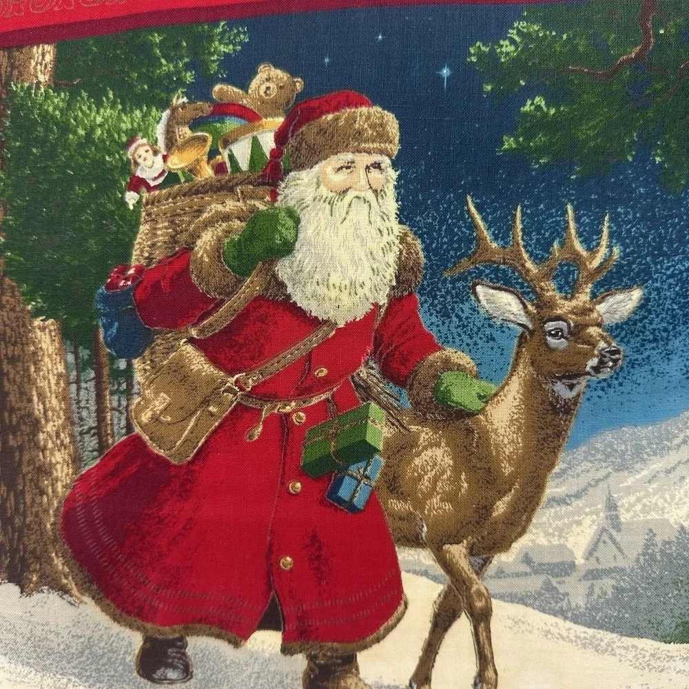Vintage Old World Santa Claus Christmas Pillow 15x15‎ Snow St. Nick Holiday Gold